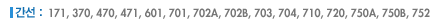  : 171, 370, 470, 471, 601, 701, 702A, 702B, 703, 704, 710, 720, 750A, 750B, 752